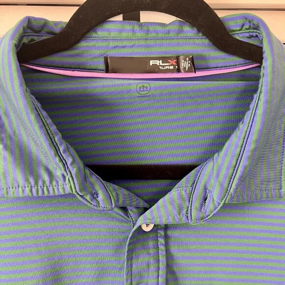Ralph Lauren RLX Men's Performance Polo Shirt Green Blue XXL - Picture 5 of 9